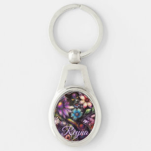 Tuin Kitty Kat Bloemrijke Abstract Persoonlijk Sleutelhanger