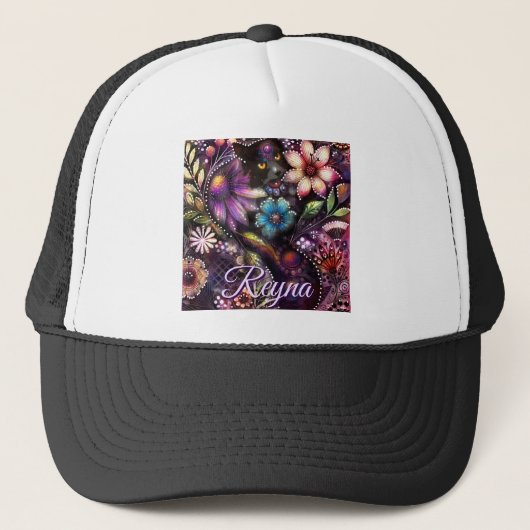 Tuin Kitty Kat Bloemrijke Abstract Persoonlijk Trucker Pet (Voorkant)