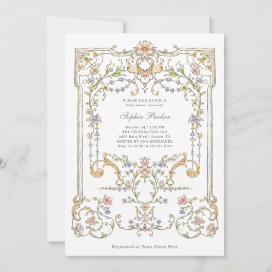  tuin | Kleurrijk Elegant Baby shower Kaart (Voorkant)