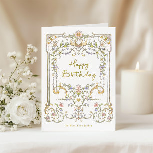  tuin   Kleurrijke Elegant Happy Birthday Kaart