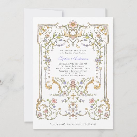  tuin | Kleurrijke elegante doop Kaart (Voorkant)