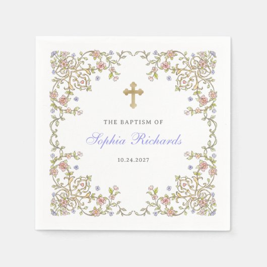  tuin | Kleurrijke elegante doop Servet (Voorkant)