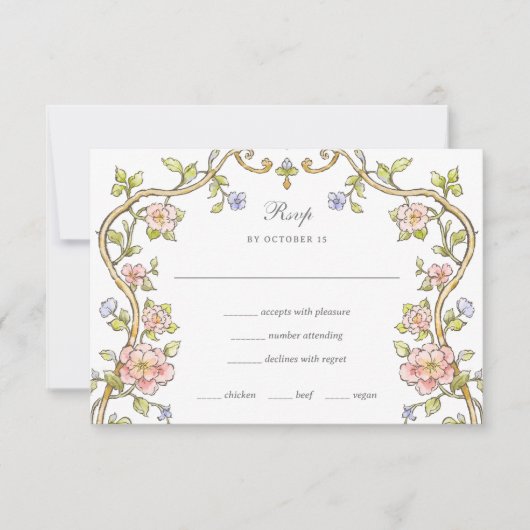  tuin | Kleurrijke Luxe bruiloft maaltijd keuze RSVP Kaartje (Voorkant)