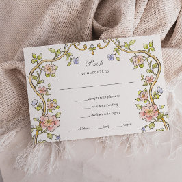  tuin | Kleurrijke Luxe bruiloft maaltijd keuze RSVP Kaartje