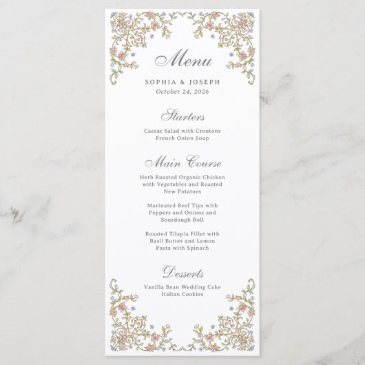  tuin | Kleurrijke Luxe bruiloft Menu (Voorkant)