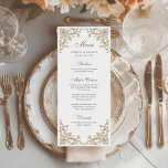 tuin | Kleurrijke Luxe bruiloft Menu<br><div class="desc">Deze prachtige en mooie trouwkaarten of repetitie dinerkaarten hebben een antiek stijl, grillige barokke geïllustreerde rand versierd met kleurrijke bloemetjes en bladeren in subtiele tinten perzik, roze, paarse, groene en neutrale op een witte achtergrond. Een grillige look die ook herinnert aan de Art Nouveau-stijl of regentschapselegantie. Elegante kalligrafie en klassieke...</div>