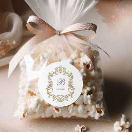  tuin | Kleurrijke Luxe bruiloft Monogram Ronde Sticker