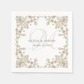  tuin | Kleurrijke Luxe bruiloft Monogram Servet (Voorkant)