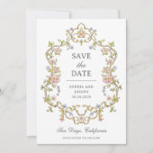 tuin | Kleurrijke Luxe bruiloft Save The Date (Voorkant)