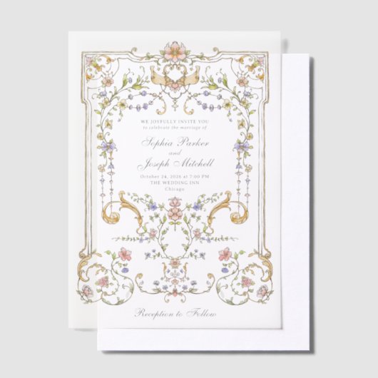  tuin | Kleurrijke Luxe bruiloft Vellum Uitnodigingen (Offset)