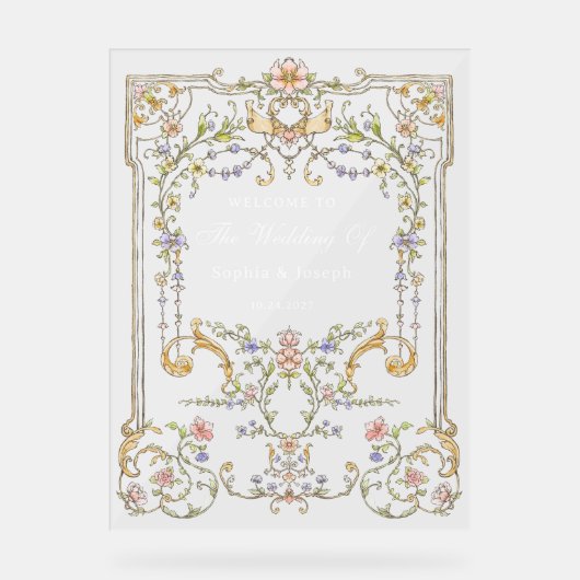  tuin | Kleurrijke Luxe bruiloft Welkom Acryl Bord (Voorkant)