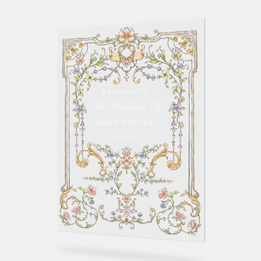  tuin | Kleurrijke Luxe bruiloft Welkom Acryl Bord (Hoek)