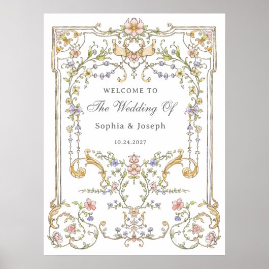  tuin | Kleurrijke Luxe bruiloft Welkom Poster (Voorkant)