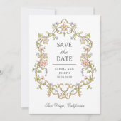  tuin | Kleurrijke Luxe foto en QR-code Save The Date (Voorkant)