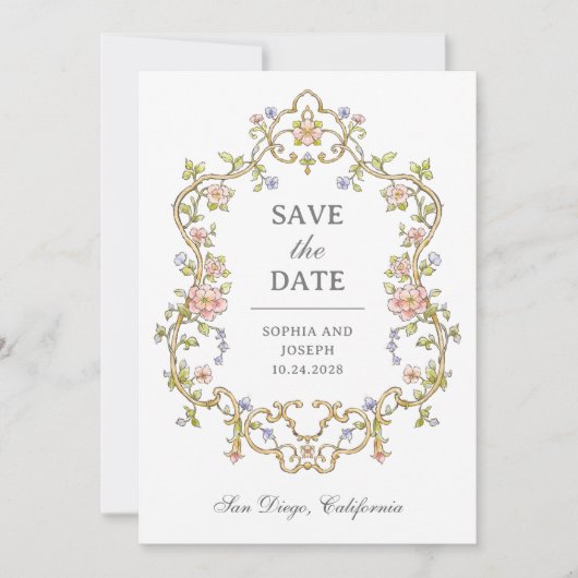  tuin | Kleurrijke Luxe foto en QR-code Save The Date (Voorkant)