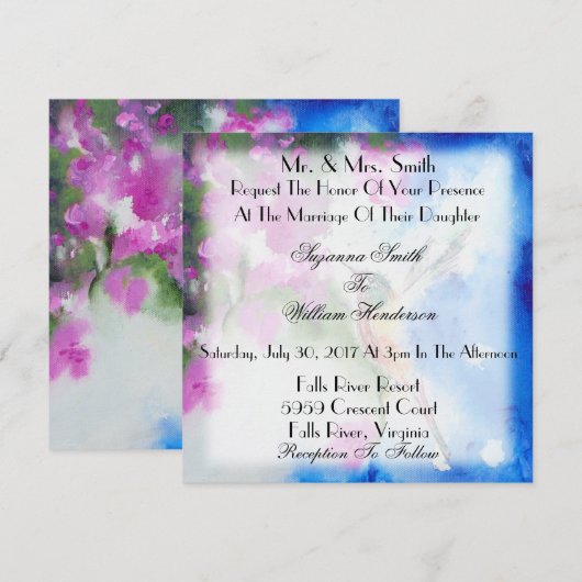 Tuin kolibrie Elegante bruiloft uitnodigingen (Voorkant / Achterkant)