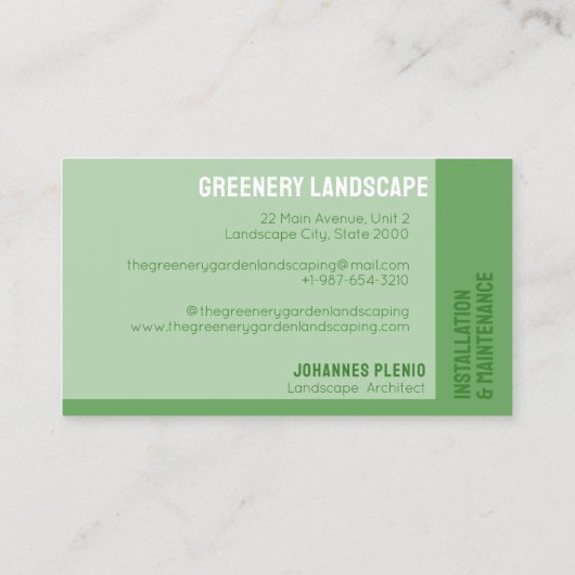 Tuin & Landschapsarchitectuur Services Visitekaart Visitekaartje (Achterkant)