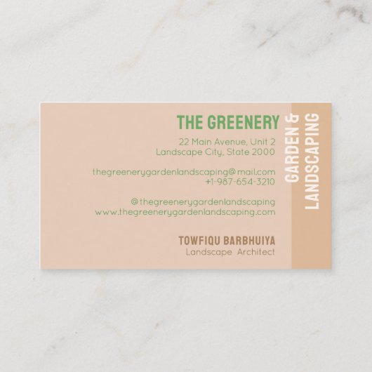 Tuin & Landschapsarchitectuur Services Visitekaart Visitekaartje (Achterkant)