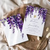 Tuin Lavendel Waterverf Floral Elegant Huwelijk Kaart