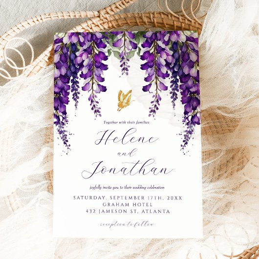 Tuin Lavendel Waterverf Floral Elegant Huwelijk Kaart