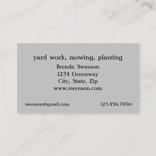 Tuin Lawn Care Maaihandschoenen Trowel Visitekaartje (Achterkant)