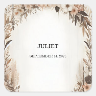 Tuin Lente Hout Boho Landelijke Bruidsdouche Vierkante Sticker