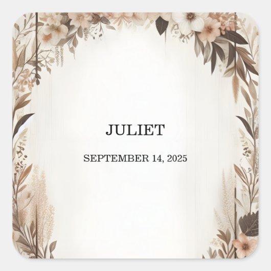 Tuin Lente Hout Boho Landelijke Bruidsdouche Vierkante Sticker (Voorkant)