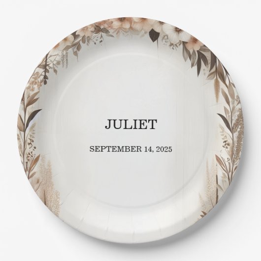 Tuin Lente Hout Boho Rustiek Vrijgezellenfeest Papieren Bordje (Voorkant)