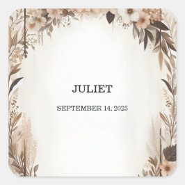 Tuin Lente Hout Boho Rustiek Vrijgezellenfeest Vierkante Sticker