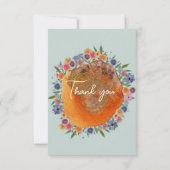 Tuin Lichtblauw Boho Wildflower Foto Bruiloft Bedankkaart (Achterkant)