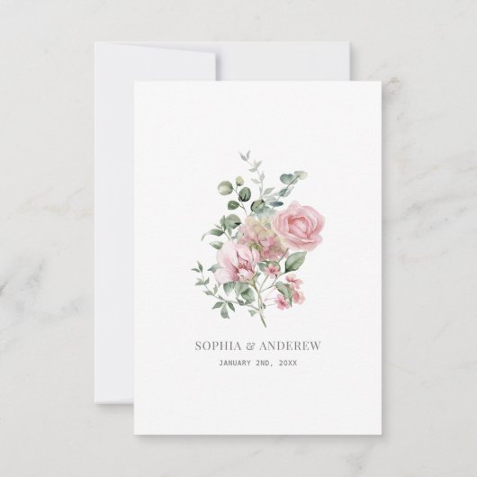 Tuin Liefde Roze Pioen Bruiloft Save The Date (Achterkant)