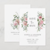 Tuin Liefde Roze Pioen Bruiloft Save The Date (Voorkant / Achterkant)