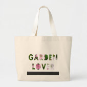 Tuin Liefhebber Bloemen Tekst Roze Wit Groen Grote Tote Bag (Voorkant)