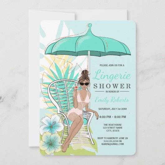 Tuin lingerie douche Bruine bruid Kaart (Voorkant)