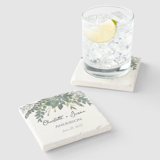 Tuin Loof Natuur Groen Stenen Onderzetter (Zijkant)