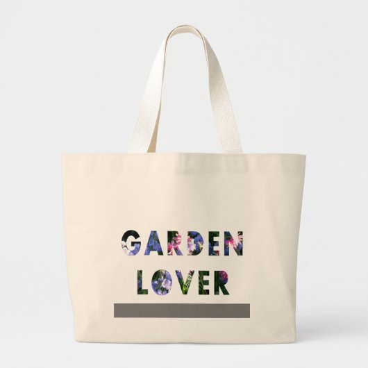 Tuin Lover Floral Tekst Roze Blauw Groen Grote Tote Bag (Voorkant)
