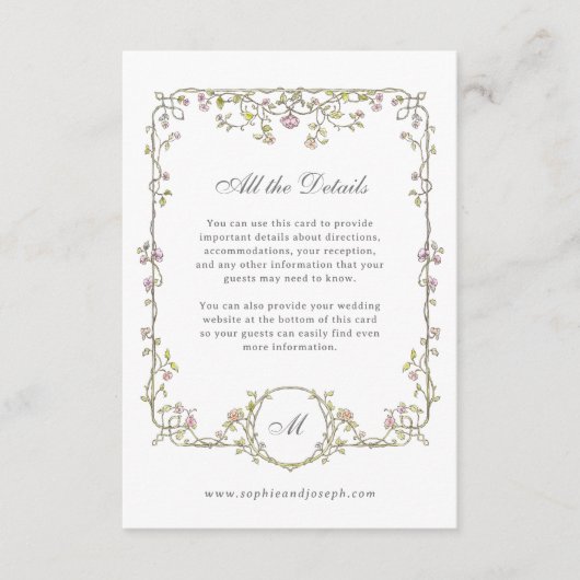  tuin | Luxe bruiloft gastengegevens Informatiekaartje (Voorkant)