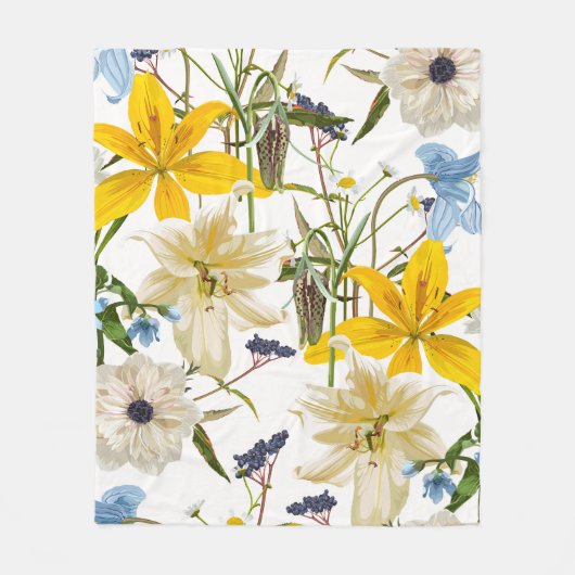 Tuin magische lelie, madeliefje, anemoon bloemen. fleece deken (Voorkant)