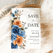 Tuin Marine Blauw Terracotta Roest Elegant Huwelij Save The Date