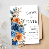 Tuin Marine Blauw Terracotta Roest Elegant Huwelij Save The Date