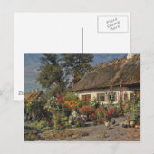 tuin met bloemen en kippen briefkaart (Voorkant / Achterkant)