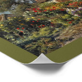  tuin met bloemen en kippen poster (Hoek)