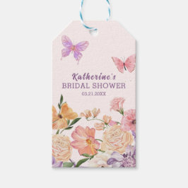 Tuin met bloemige vlinders Bruidsdouche vol fantas Cadeaulabel