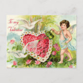 Tuin met Cupido Feestdagenkaart (Voorkant)