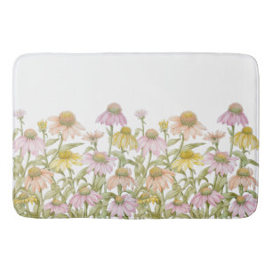 Tuin met Echinacea Watercolor Botanische Kunst Badmat
