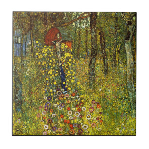 Tuin met kruisiging door Gustav Klimt Tegeltje