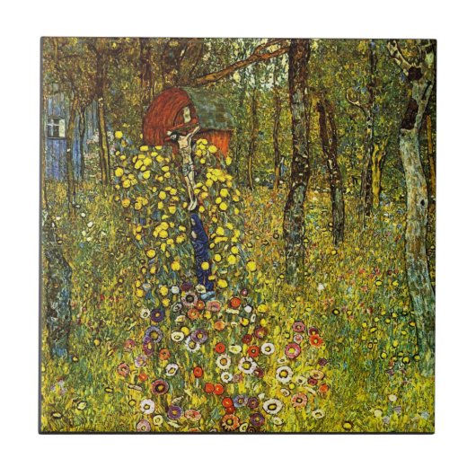Tuin met kruisiging door Gustav Klimt Tegeltje (Voorkant)