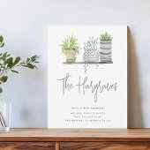 Tuin met moderne groene botanische beweging aankondiging