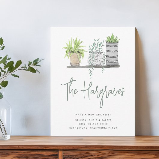 Tuin met moderne groene botanische beweging aankondiging