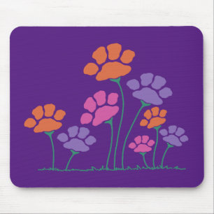 Tuin met pootafdruk bloemen muismat
